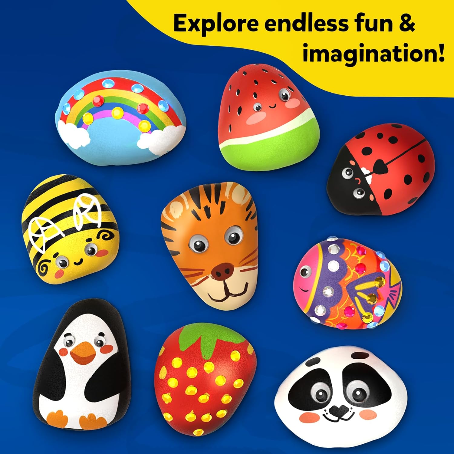 Skillmatics Rock Painting Kit - Mess-Free Art & Craft Activity for Girls & Boys - Multicolor