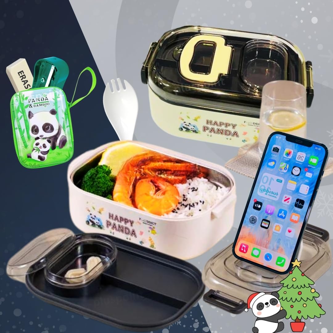 Panda Theme Lunch Box for Kids, Tiffin Box with Spoon and Coin Pouch, Lunch Box for School Kids, Lunch Box, Air-Tight Lunch Box, Insulated Lunch Box