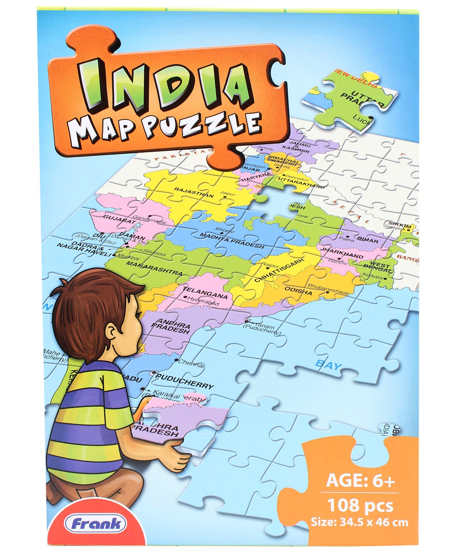 Frank India Map Jigsaw Puzzle - 108 Pieces