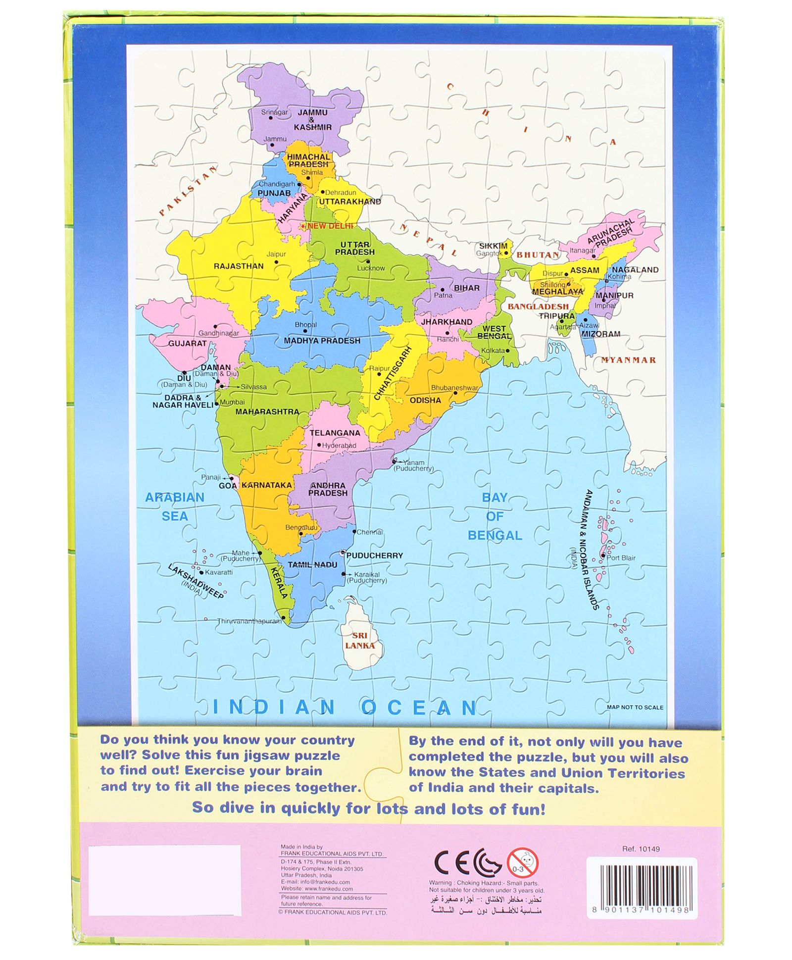 Frank India Map Jigsaw Puzzle - 108 Pieces