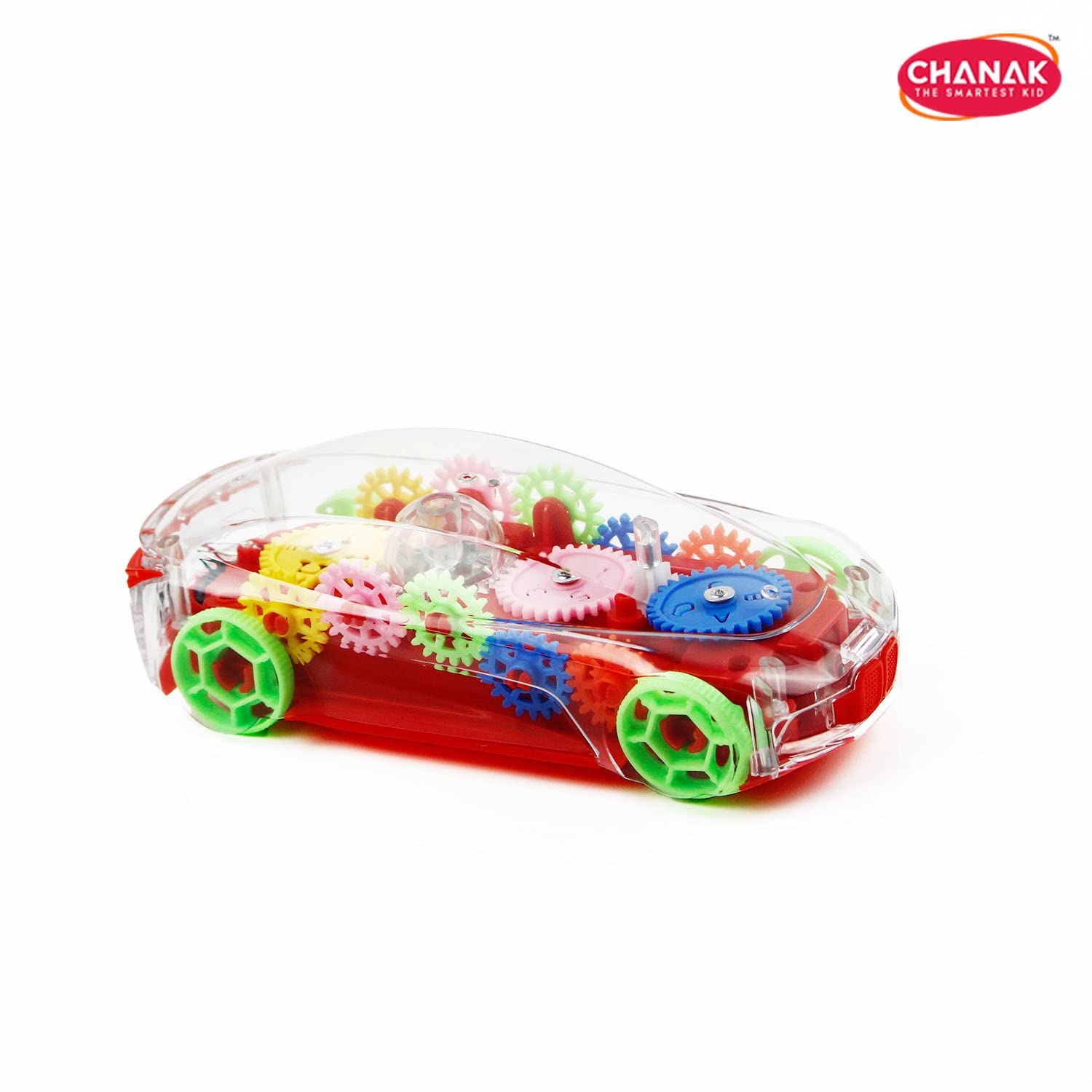 Chanak Transparent Gear Car for Kids | Concept Gear Car with Music and Light Toy | 3D Concept Plastic Car with 360 Degree Rotation