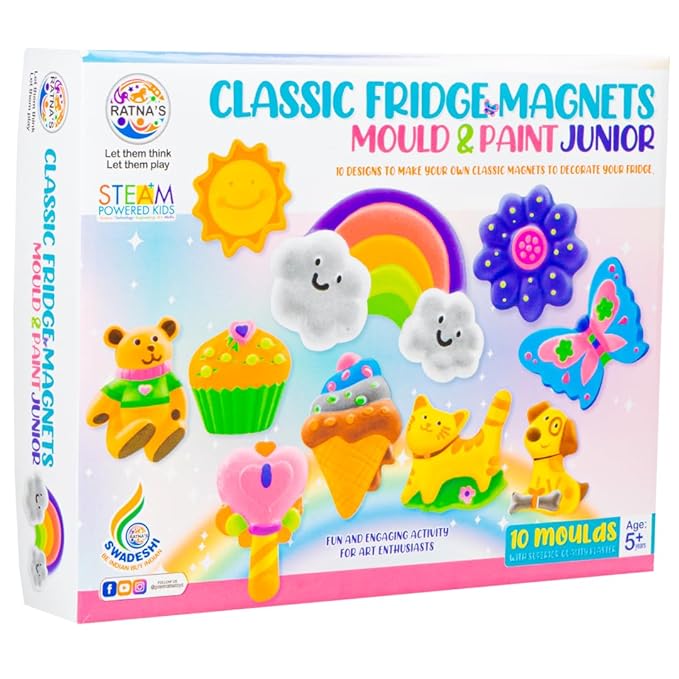 Ratnas Classic Fridge Magnets 10 Moulds Junior DIY Kit For Kids - Multicolor