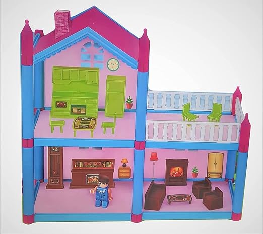 MAMMA MIA Lovely Doll House Play Set with Accessories For Kids - 78 Pcs - Multicolor