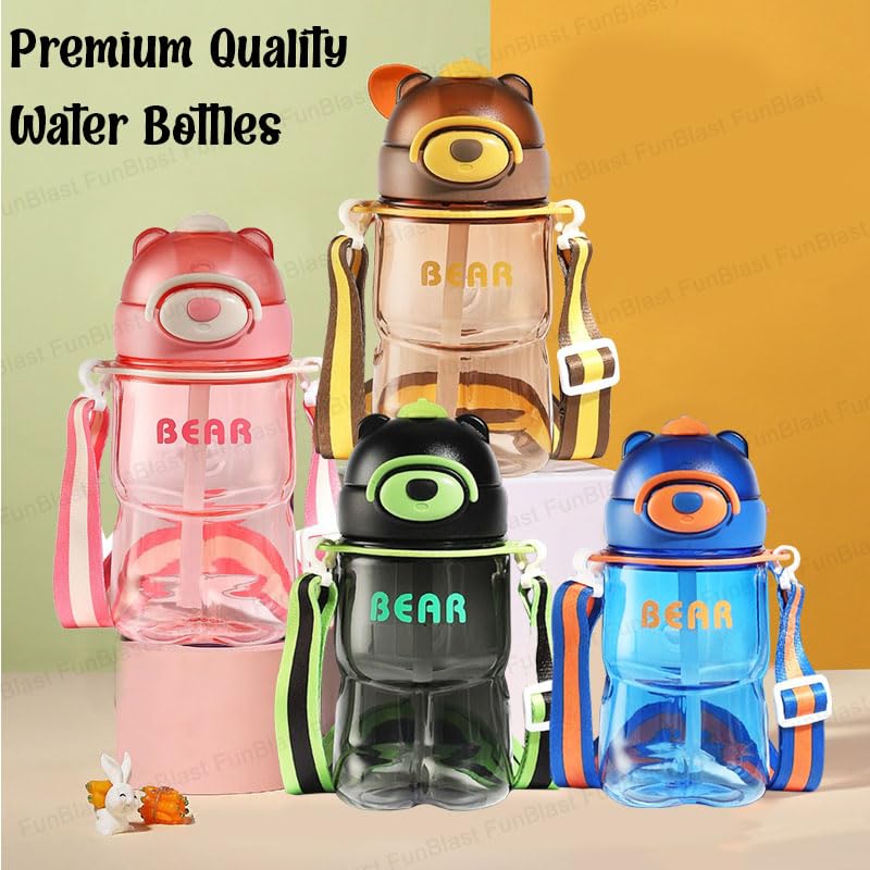 Water Bottle for Kids, Animal Theme Bottle for Kids, 800 ML Cute Design Water Bottle with Sipper and Strap, Anti-leak Cartoon Kids Water Bottle for Kids