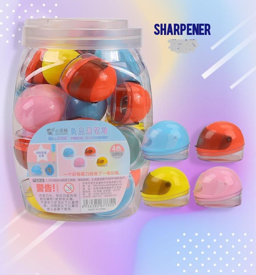 Cutest Imported Stuff Helmet Shape Pencil Sharpener for Kids - Pack of 10 Pcs