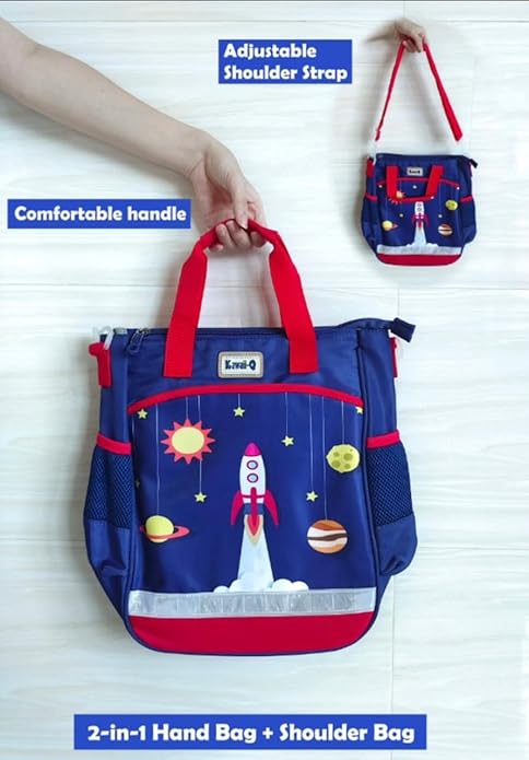 Kawaii-Q Accessories Space Rocket Astronaut Theme Multipurpose Bags – Activity Bag for Kids, Waterproof Sling Bag