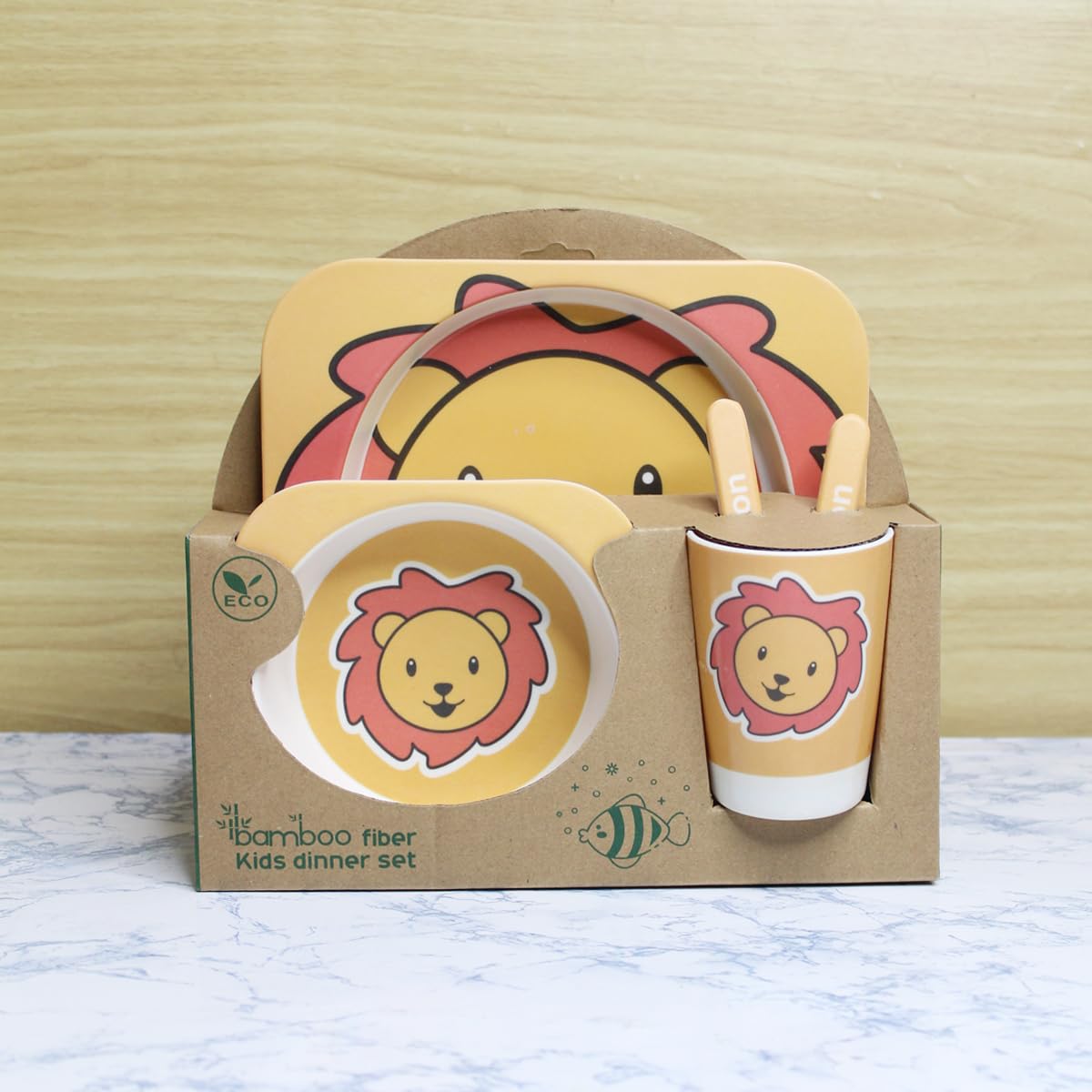Bamboo Fiber Tableware Set | Bamboo Fiber Dinner Set | Dinnerware | Divided Plate for Kids | Assorted