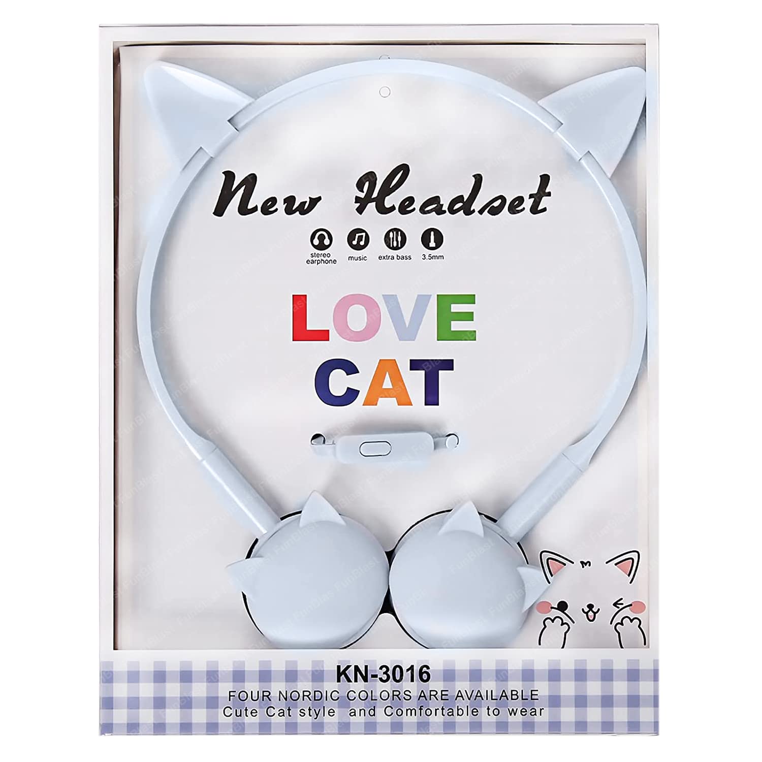 Earphone for Kids Cat Themed  - Cute Cat Wired Earphone, Headphones for Kids Girls Gifts Headphone for Smartphone,  Stylish Headphones for Kids - Multicolor