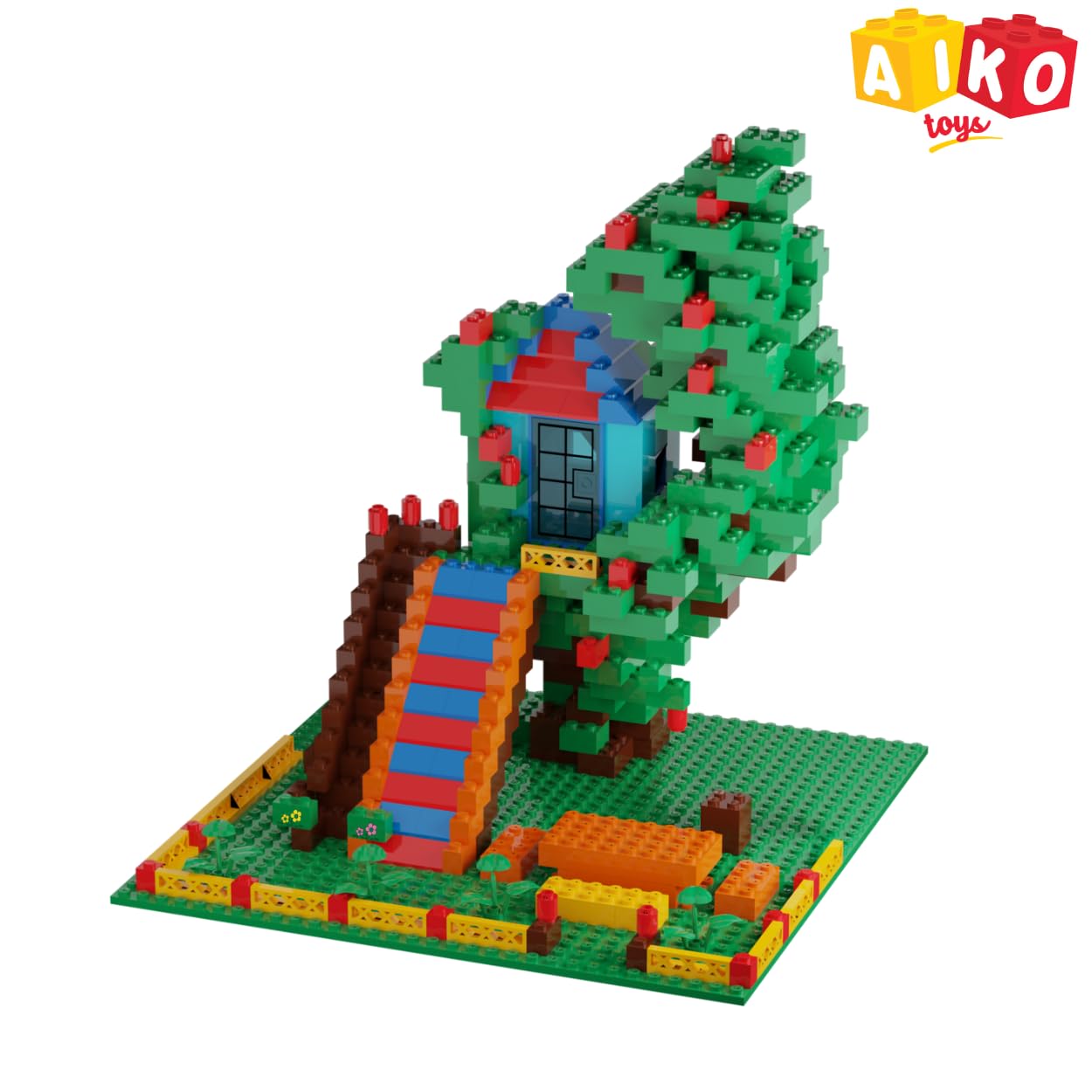 AIKO Tree House Building Blocks Set – 535 Pieces | ABS Plastic Multi-Color Construction Toy | Includes Idea Booklet & Figurines | Creative Play for Kids 6+