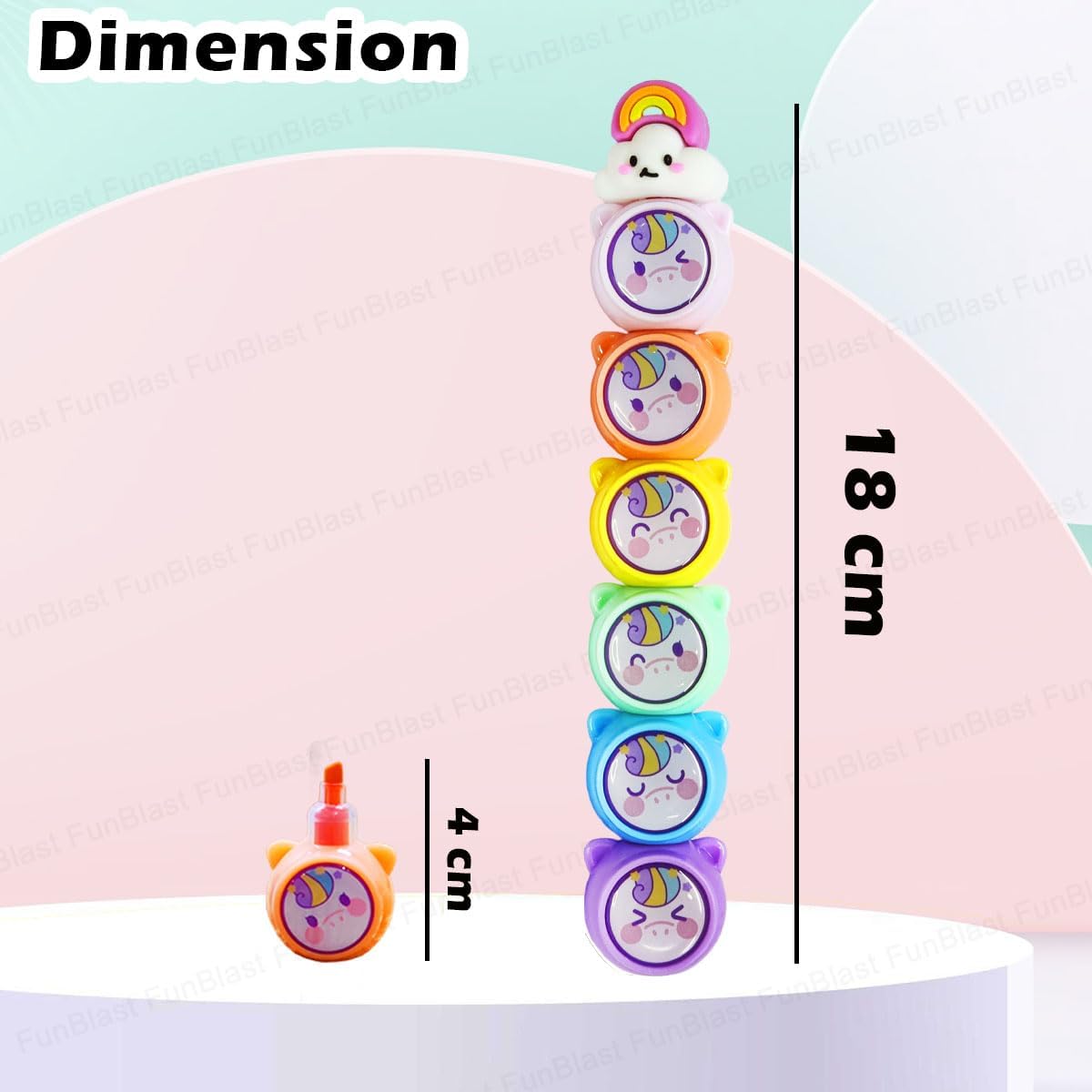 Highlighter Pen Set of 6 Colour Highlighter Pen-Pastel Color Highlighter, Aesthetic Highlighters Book marking Fluorescent Markers Neon Highlighter-Cute Stationery for Kids