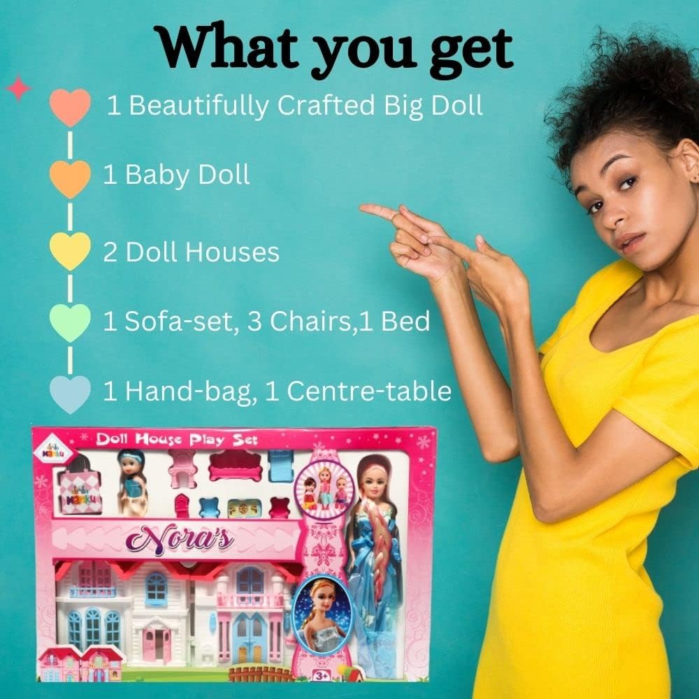 Princess Doll House Play Set- Role Play,Pretend Play,Play Set for Kids with Dolls and Furniture for Kids - Box Damages