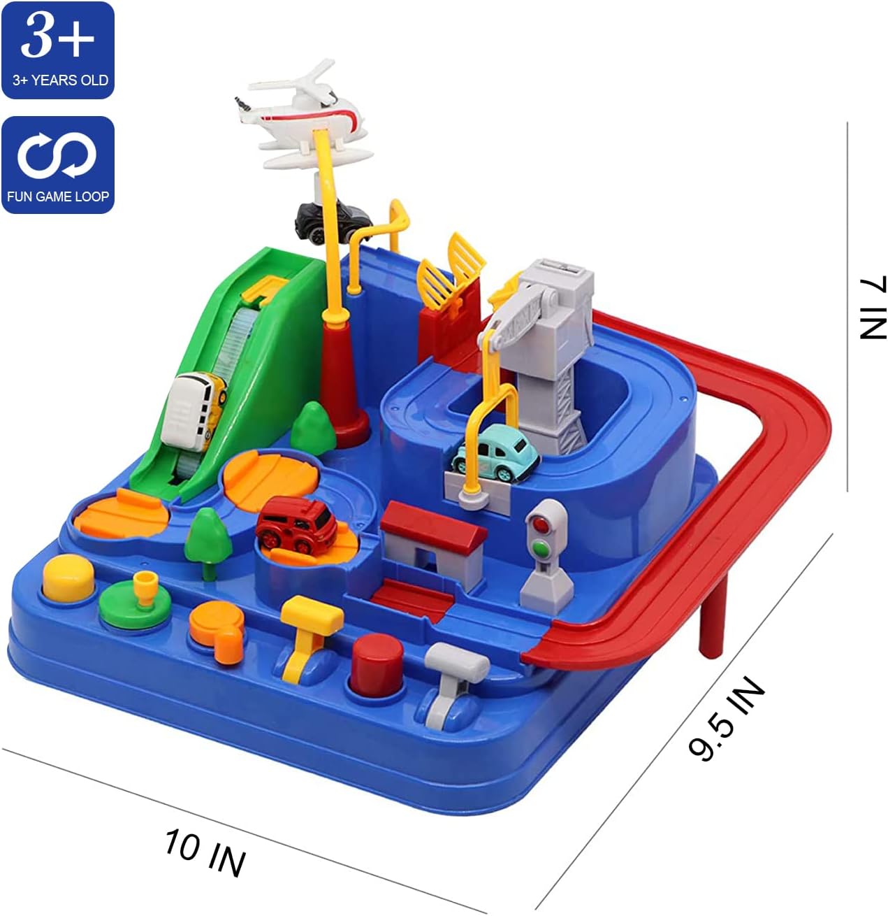 Funny BIG Adventure Toys with 2 Toy Vehicles, Car Track for Toddlers