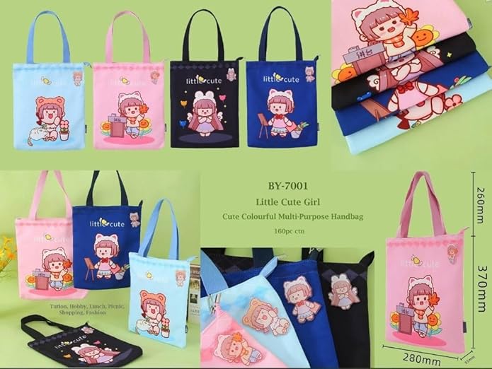 Kawaii-Q Accessories Little Cute Doll Tote Bags – Tuition Bag, Picnic Bag for Girls, Activity Bag, Lunch Bag, Shoulder Bag