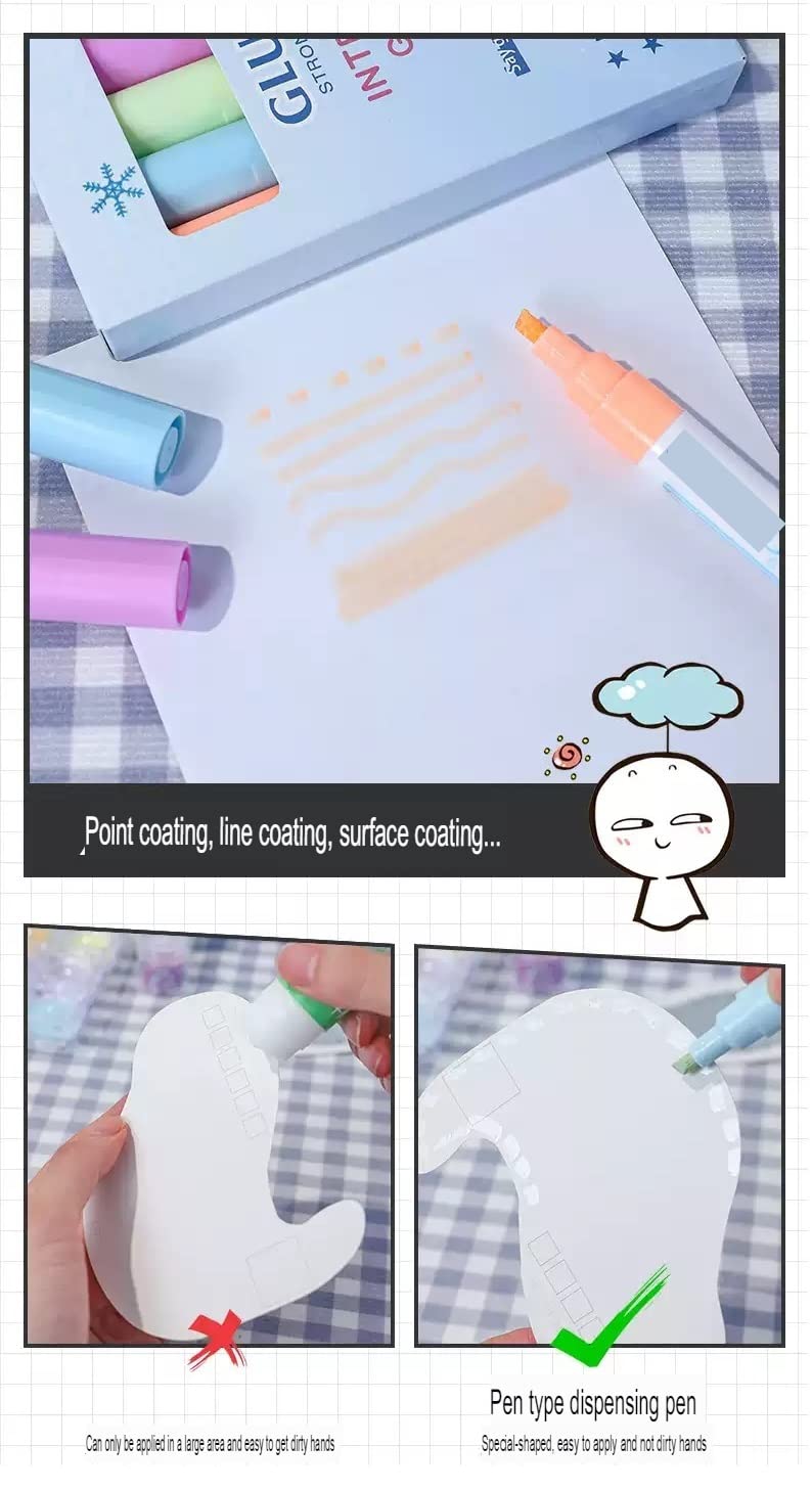 Set of 6 Glue Pens – Fine Tip, Quick Dry For Kids (Multicolor)