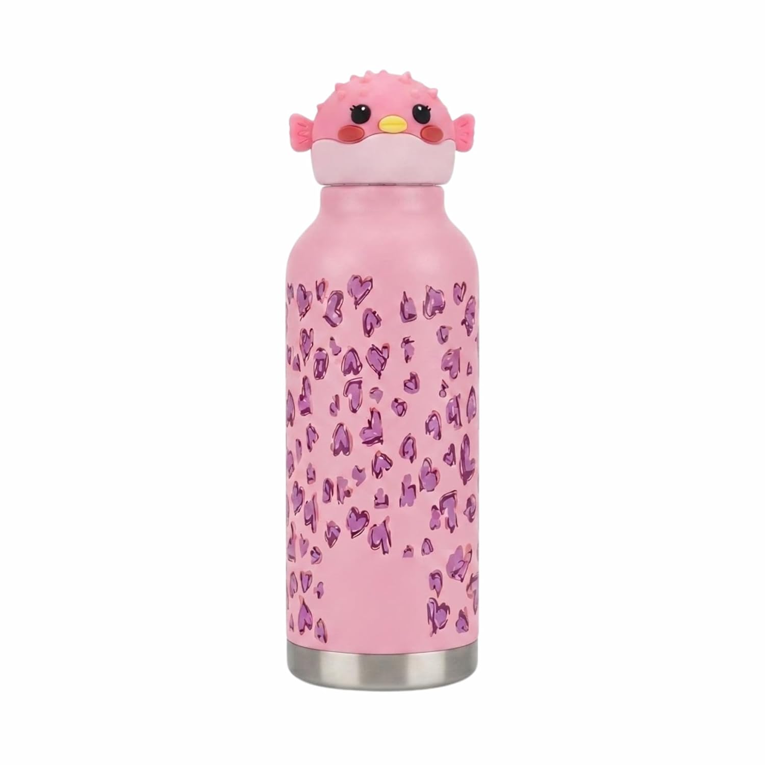 Kids Water Bottle 600ml, Stainless Steel Reusable Bottle with Cute Cartoon Character Lid for School, Travel, Outdoor & Daily Hydration