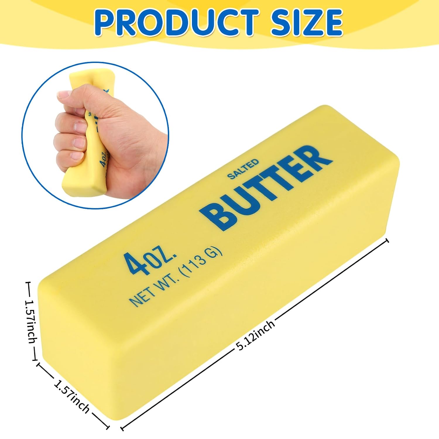 Butter Squishy- Slow Rising Fidget, Novelty Stress Relief Squeeze for Adults Kids, Party Favors Gift Sensory - Pack of 1 pcs