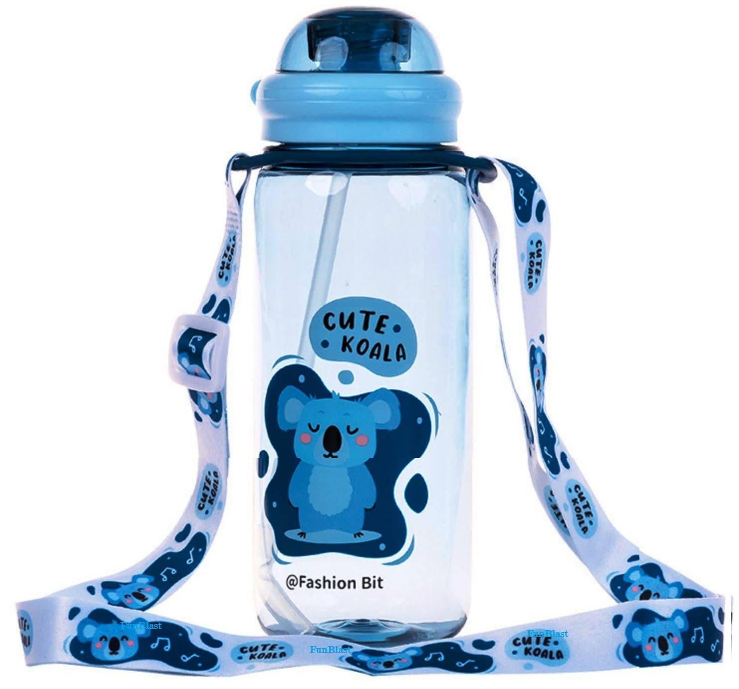Cute Water Bottle for Kids – Cartoon Animal Design Sipper Bottle with Straw & Adjustable Strap | 520ml