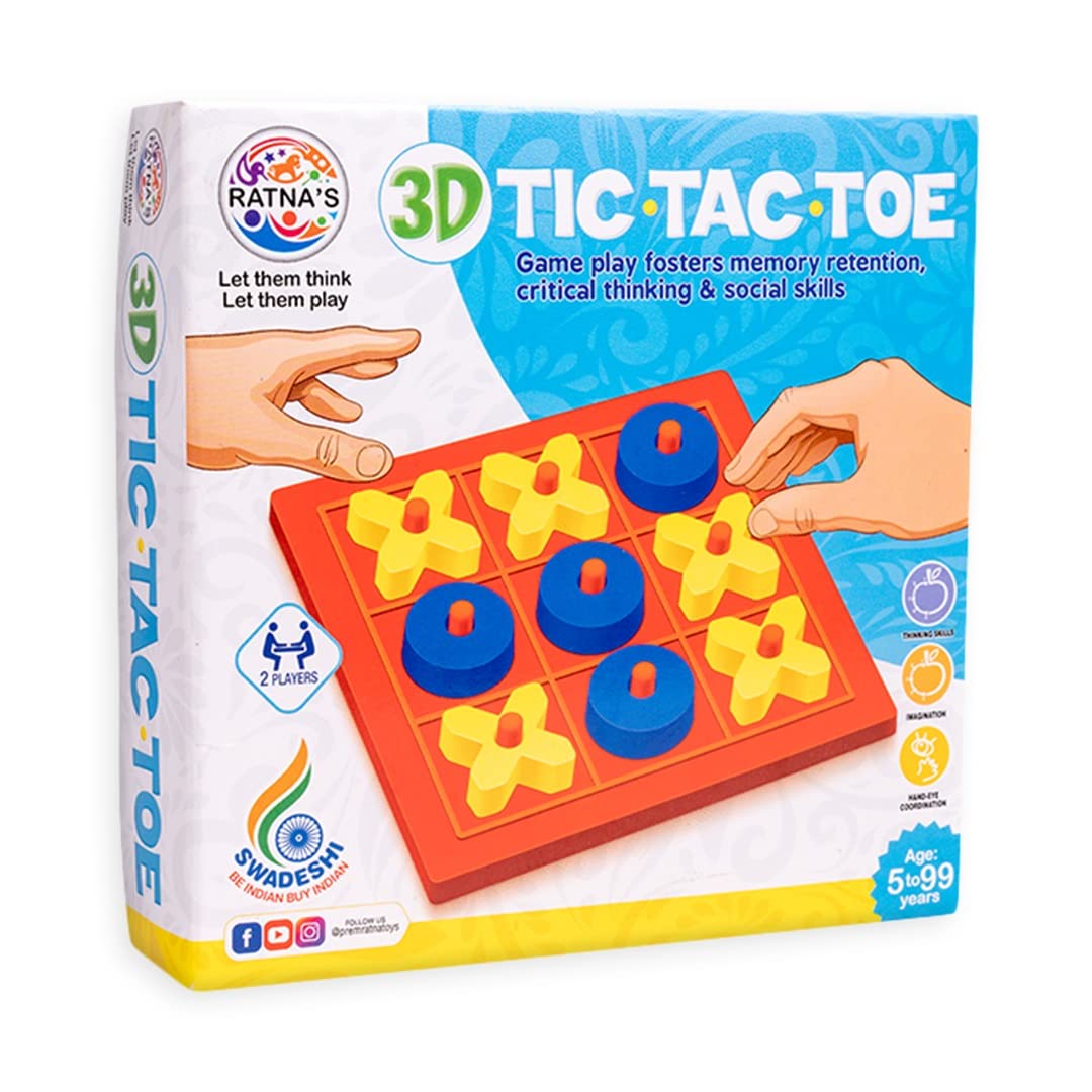 Ratna's 3D Tic Tac Toe Classic Mind Challenging Cross & Zero Multicolor For Kids and Adults
