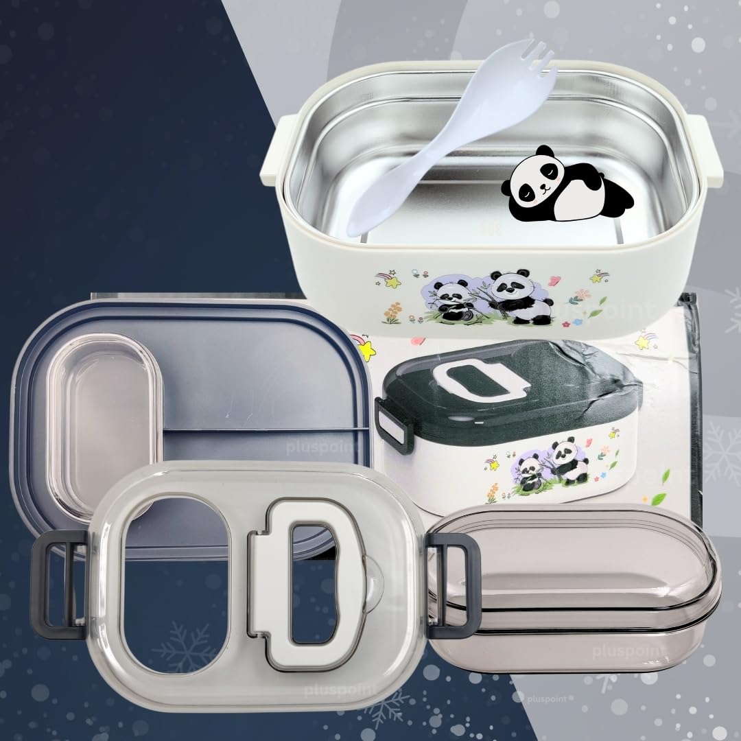 Panda Theme Lunch Box for Kids, Tiffin Box with Spoon and Coin Pouch, Lunch Box for School Kids, Lunch Box, Air-Tight Lunch Box, Insulated Lunch Box