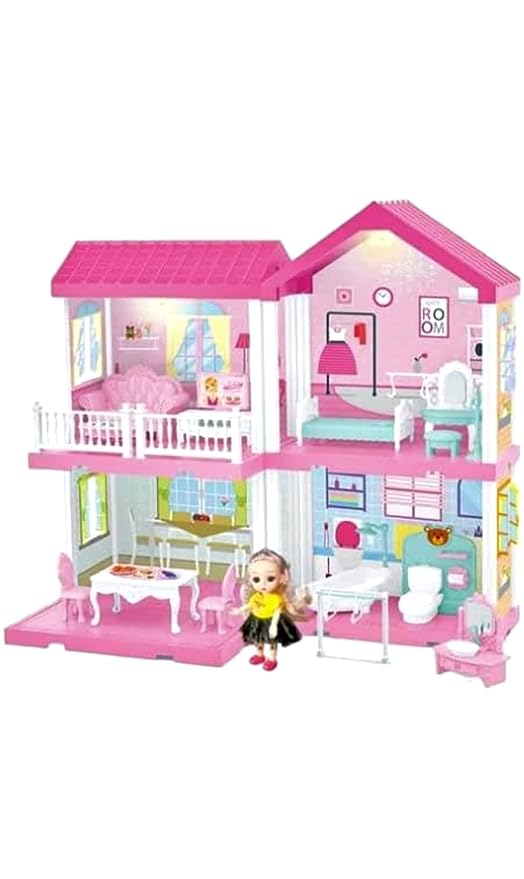 MAMMA MIA Lovely Doll House Play Set with Accessories For Kids - 108 Pcs - Multicolor