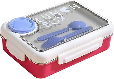 Leak Proof Lunch Box with Bowl & Spoon, Tiffin Box with Removable Inner Plate for School & Office , 3 Compartment, Assorted Colour