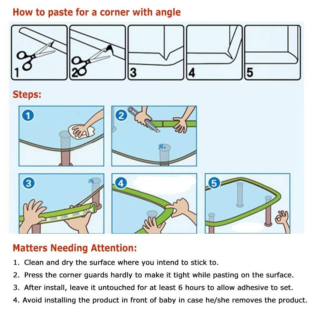 Baby Safety Protection Strip - Table Desk Edge Guard & Corner Protector with 3M Tape - Assorted