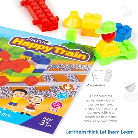 Ratna's Happy Train Junior Construction Set for Kids - 60 Pcs - Multicolor