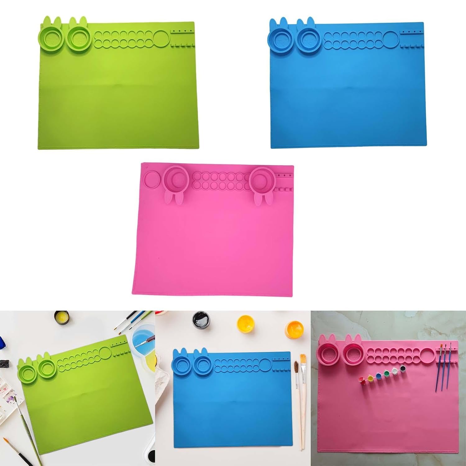 Silicone Craft Mat for Watercolor Kids Painting | Art Jewelry Necklace Making | Multi-Purpose Craft Supplies | Crafting Pieces | Resin Craft Molds & Supplies | Color & Design May Vary