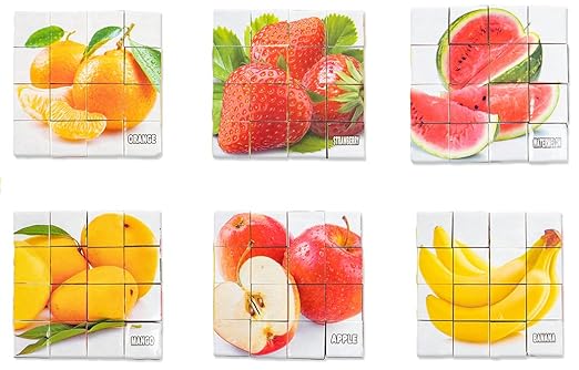 RATNA'S 5 in 1 Educational Orange Fruit Picture Blocks for Kids - Multicolor