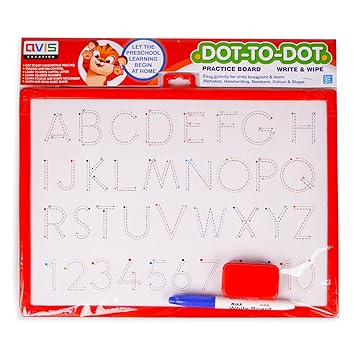 Avis Dot-to-Dot Write & Wipe Practice Board for Kids - Multicolor