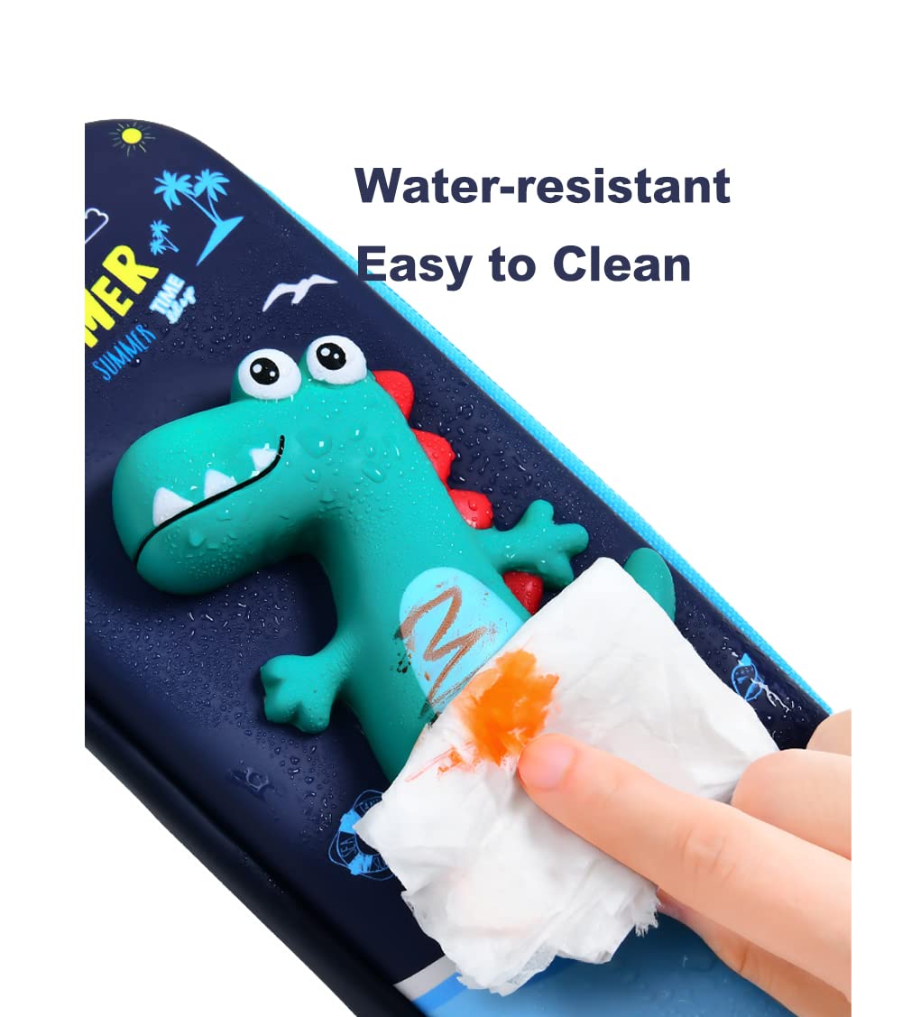 3D Decompression Stereo Cartoon Cute Pencil Case Holder EVA Carrying Pen Bag Pouch Simple Stationery for Adults Kids - Sapphire Dinosaur