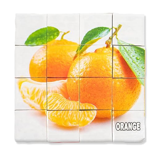 RATNA'S 5 in 1 Educational Orange Fruit Picture Blocks for Kids - Multicolor