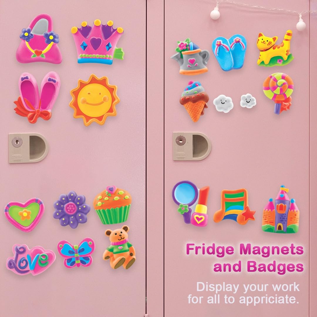 Ratna's Classic Fridge Magnets Mould & Paint Senior DIY Kit - Create 24 Adorable Plaster Fridge Magnets & Badges - Fun Craft Activity for Kids & Adults