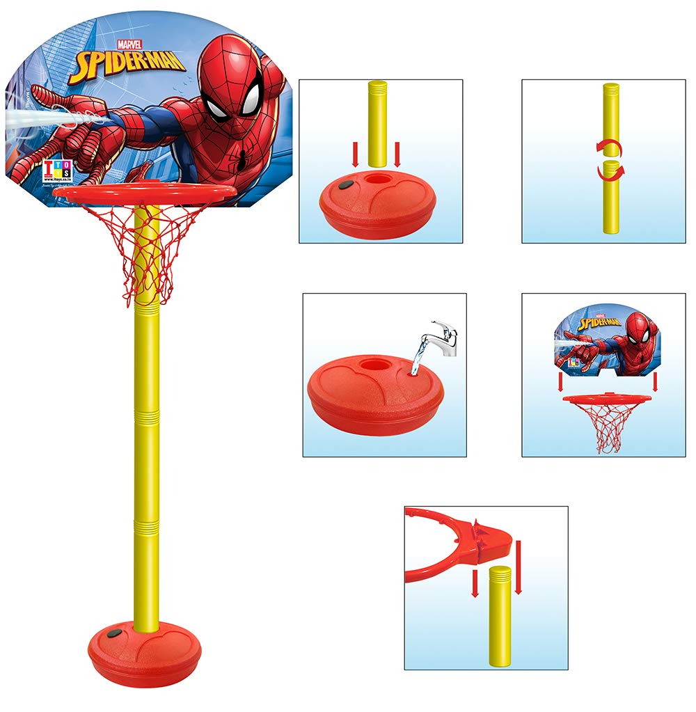 Marvel Spiderman Adjustable Shooting Champ Basketball Set for Kids - Multicolour