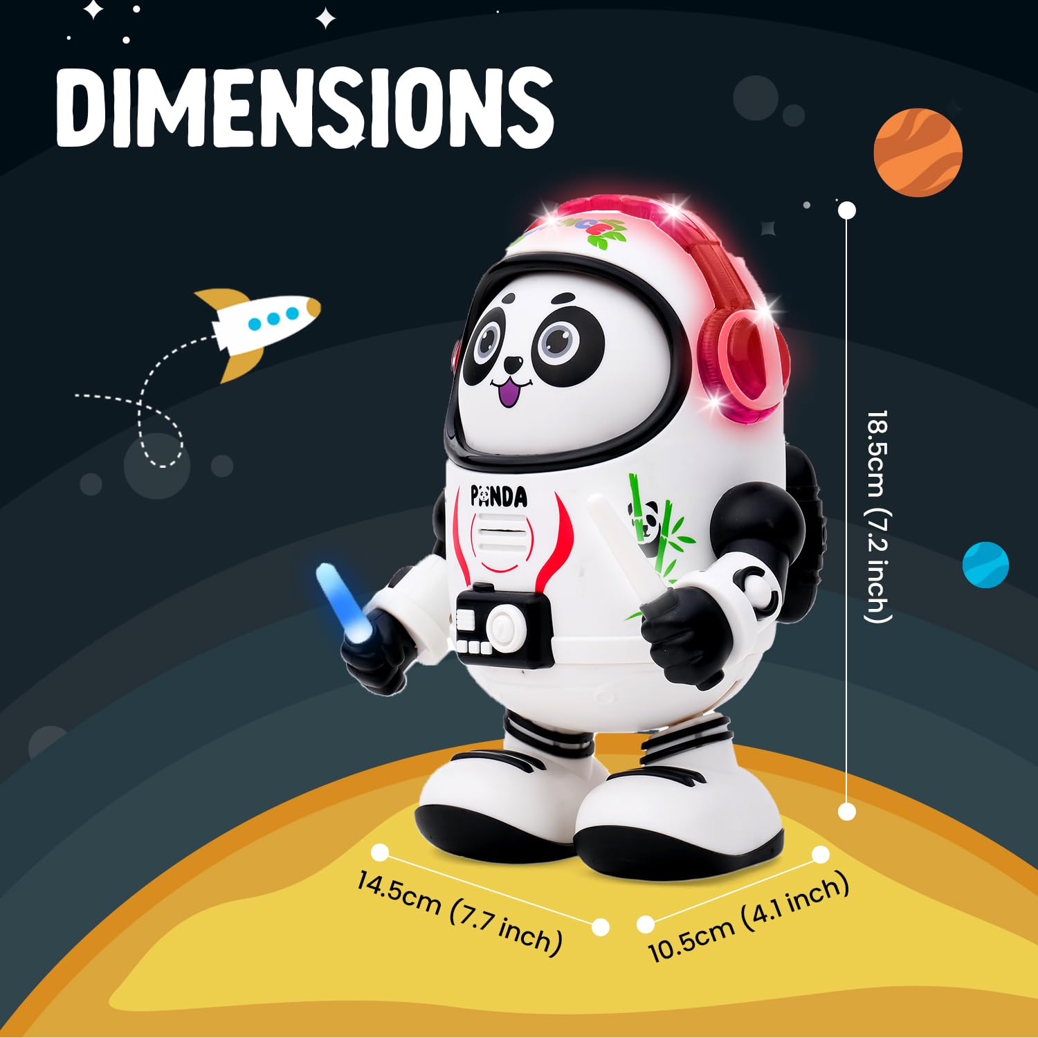 Dancing Space Panda Toy with Vibrant Light Effect & Musical Sound for Kids - Without Box