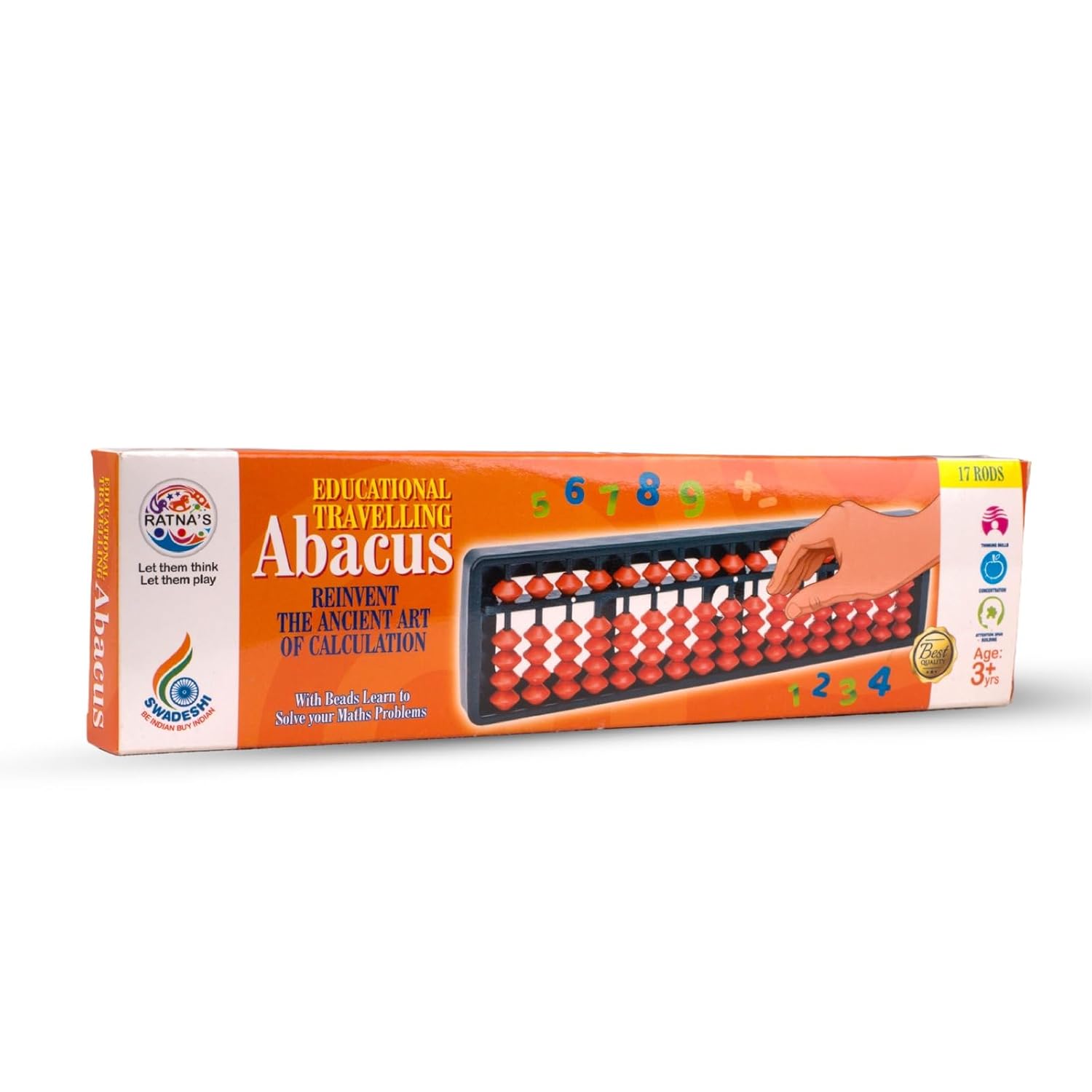 Ratna's Educational Abacus 17 Rod - Color May Vary - Assorted