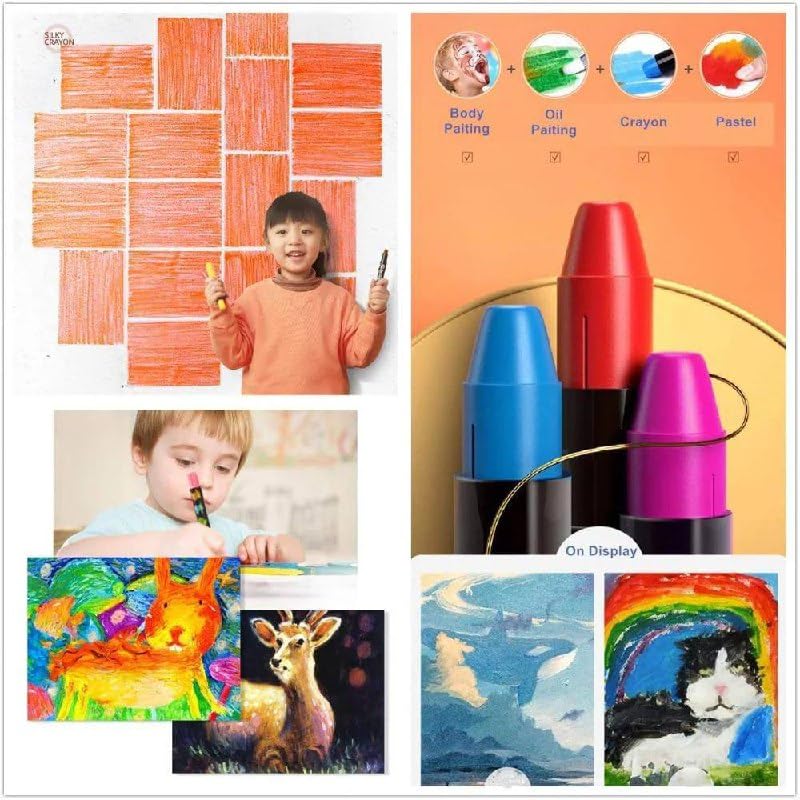 Crayon Set – Includes Classic Cylindrical & Silky Hexagonal Crayons for Smooth Blending – Perfect for Kids - 24 Shades