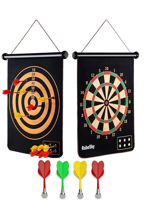 Double Sided Magnet Dart Board with Darts For Kids - Multicolor