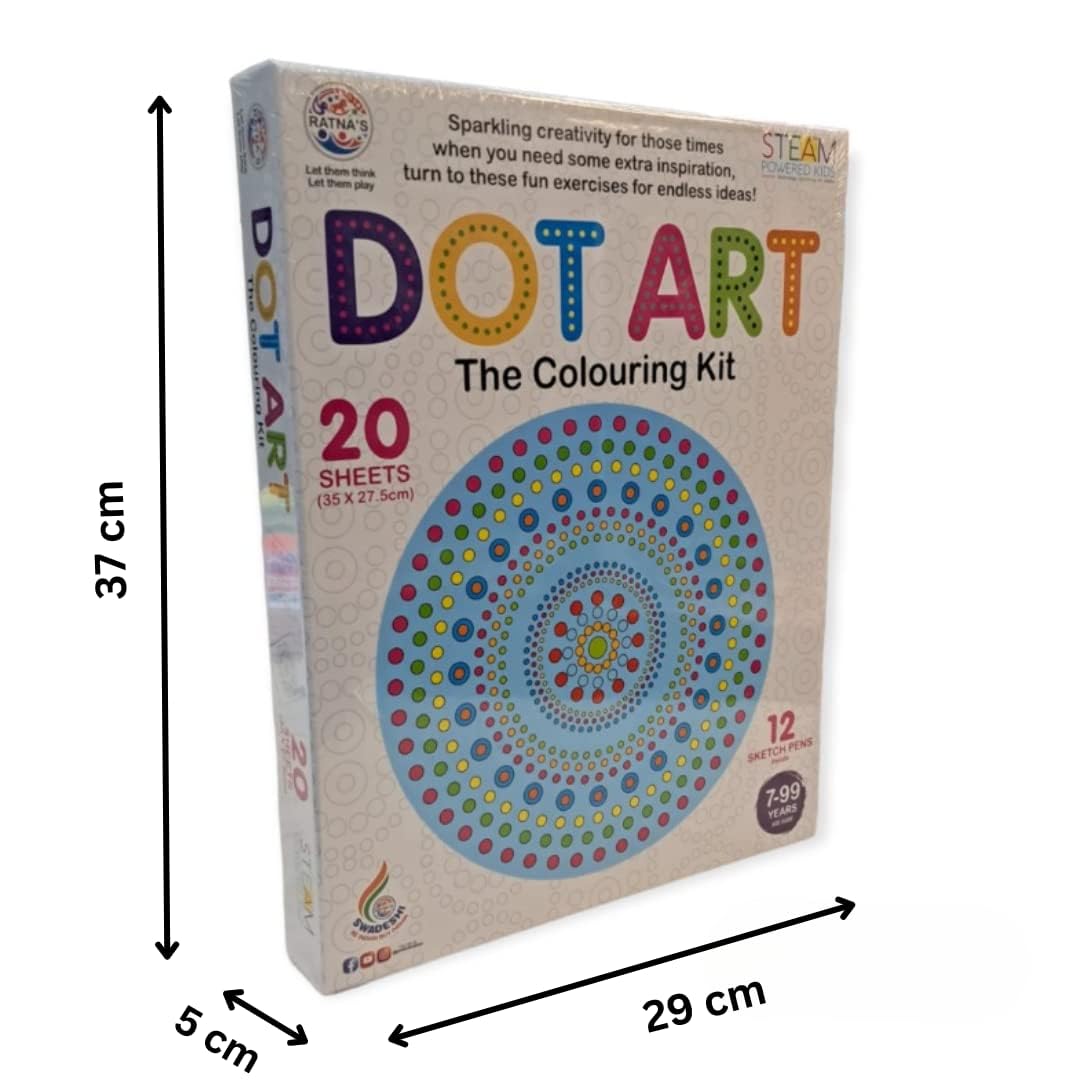 Ratna's Dot Art Colouring Kit with 12 Sketch Pens for Kids