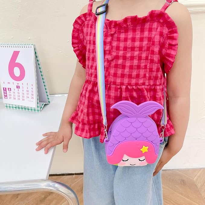 Kawaii-Q: Children's Bag Minnie Mermaid Cartoon School Backpack Coin Purse Wallet Handbags for Toddlers Kids