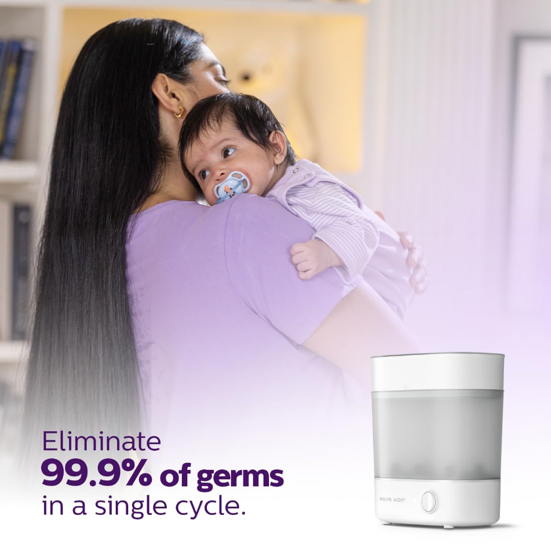 Philips Avent Advance Bottle Sterilizer SCF291/00 : 10-Minute Cycle, Natural Steam Sterilization, 6-Bottle Capacity ( Cordlife )