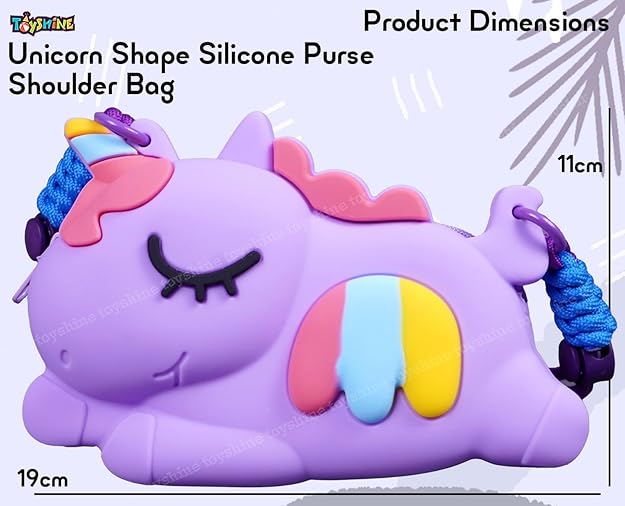 Unicorn Shape Silicone Purse for Girls Stylish Cross Body Bag with Adjustable Strap with Compact Mirror, Comb and Keychain Included