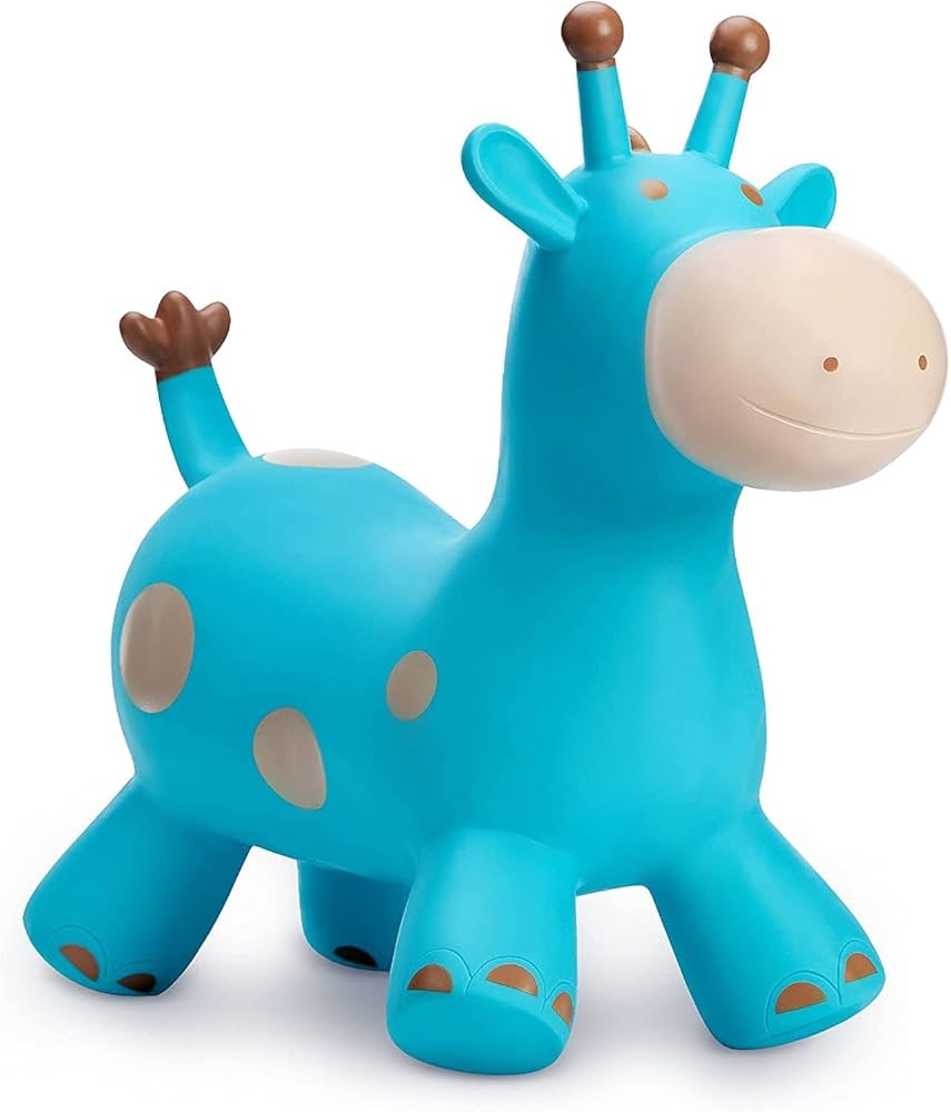 Itoys Jumpy Giraffe for Toddler, Animal Hopper, Bouncing Inflatable Jumping Horse, Ride on Hopping Toy for Kids with Pump