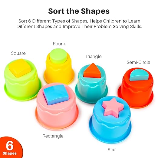 RATNA'S Stacking Fun Beaker with Shape Sorting Educational & Learning Toy for Kids - Multicolor