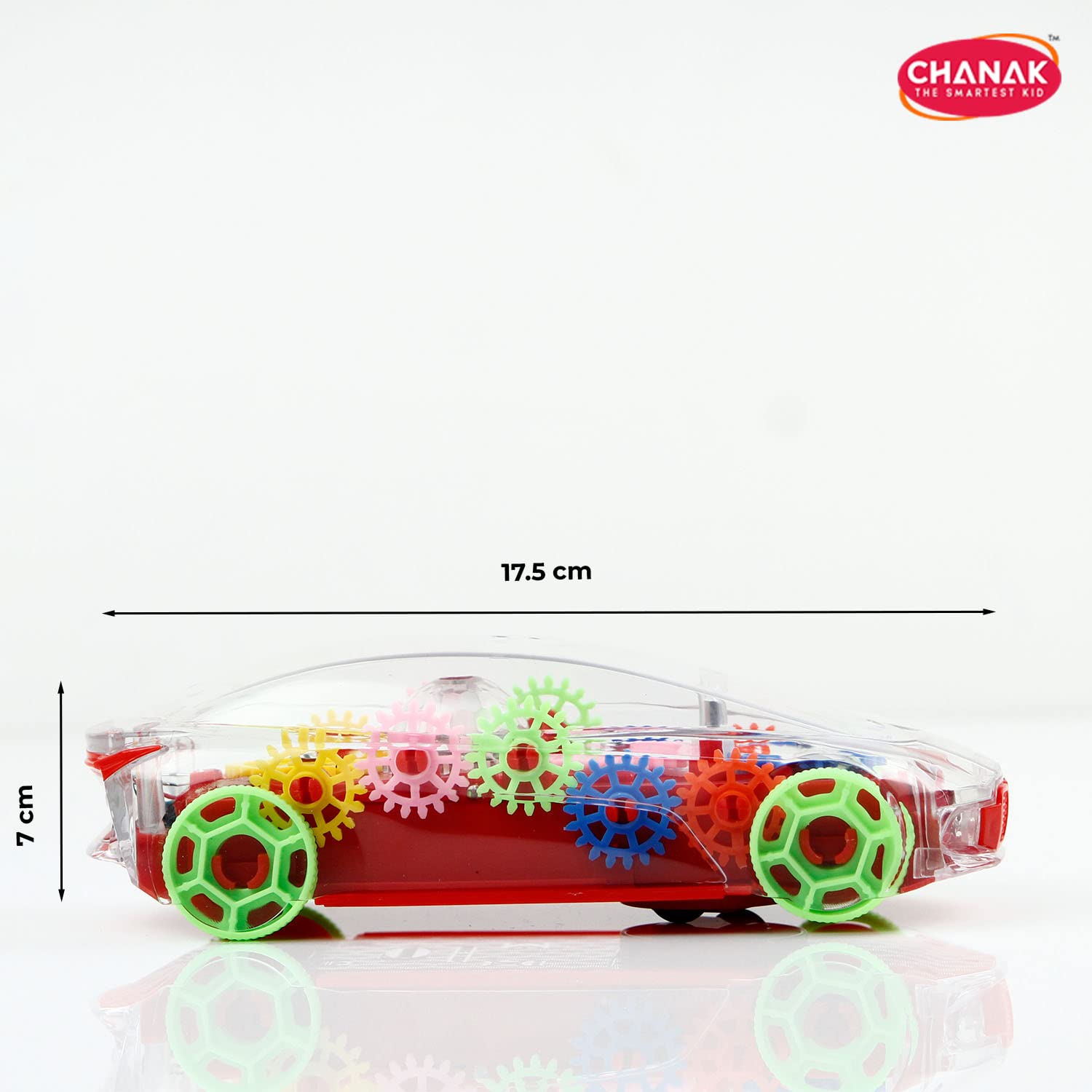 Chanak Transparent Gear Car for Kids | Concept Gear Car with Music and Light Toy | 3D Concept Plastic Car with 360 Degree Rotation