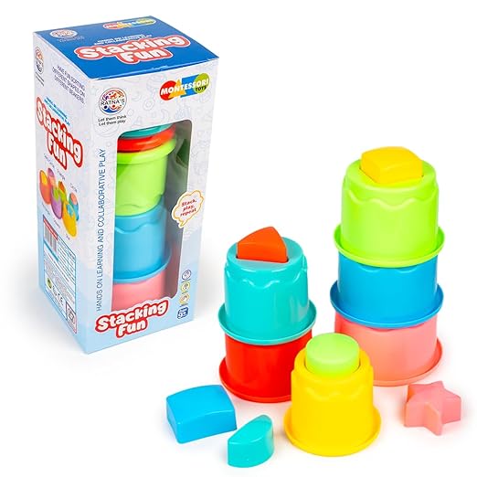 RATNA'S Stacking Fun Beaker with Shape Sorting Educational & Learning Toy for Kids - Multicolor