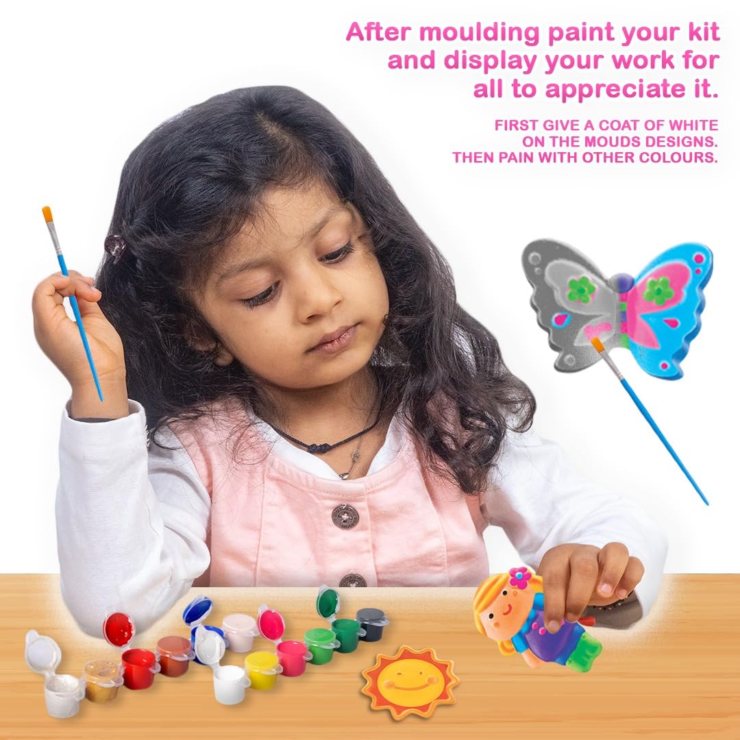 Ratna's Classic Fridge Magnets Mould & Paint Senior DIY Kit - Create 24 Adorable Plaster Fridge Magnets & Badges - Fun Craft Activity for Kids & Adults