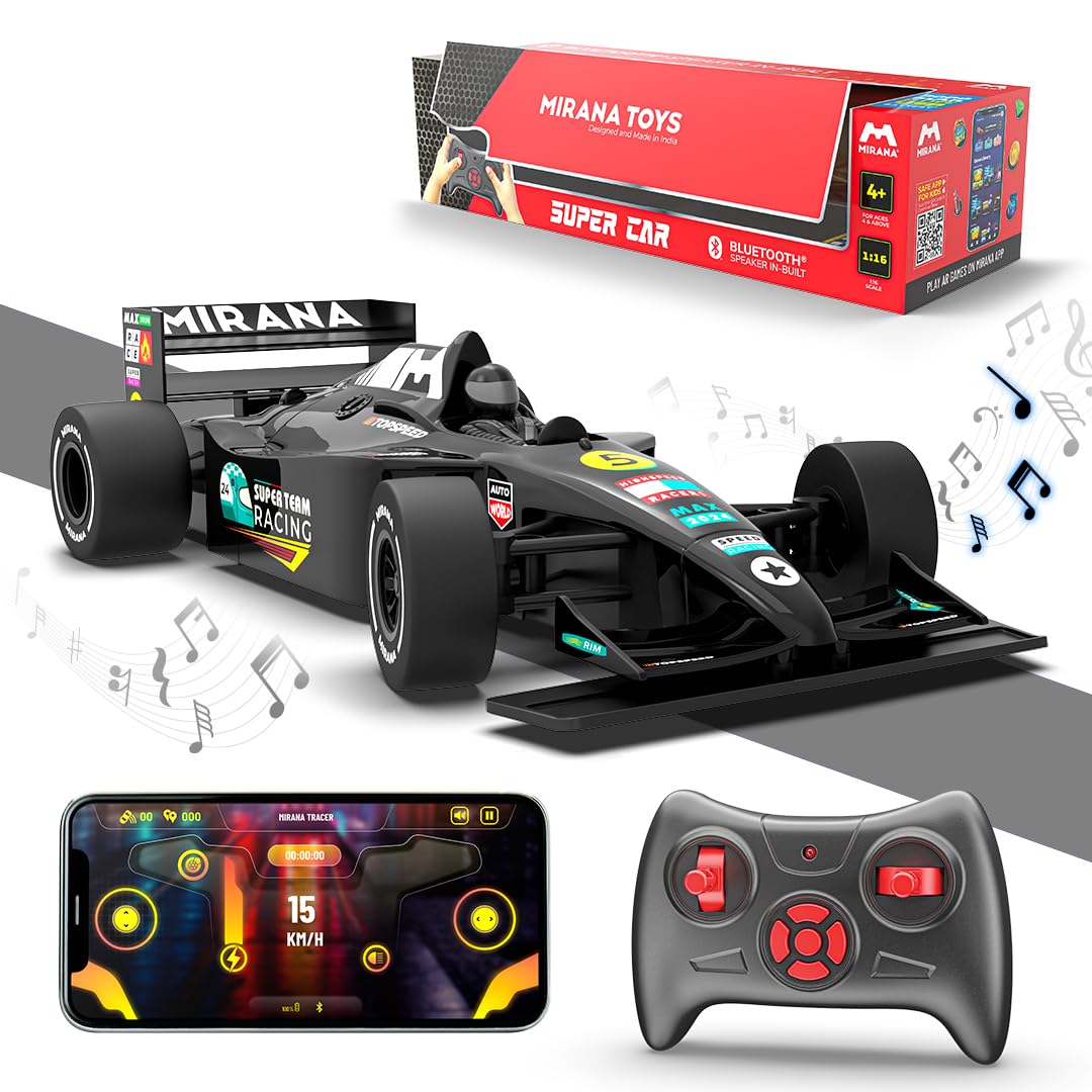 Mirana F1 Super Car | 2000 mah USB Rechargable Type-C | in-Built Bluetooth Speaker for Kids | Color May Vary