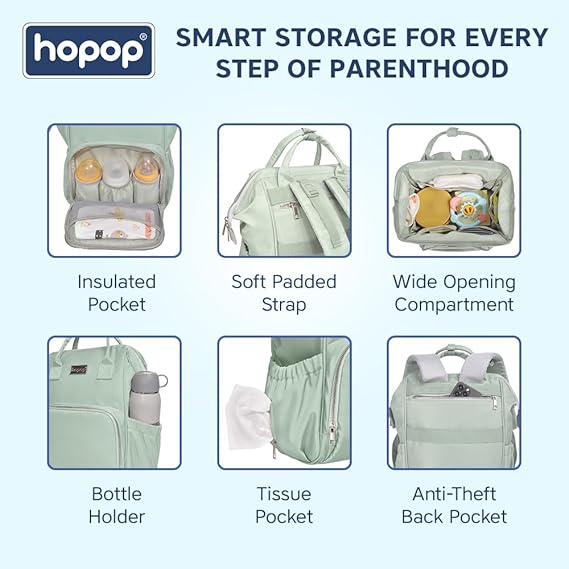 Hopop Baby Diaper Bag for Mothers Multi functional Stylish Waterproof