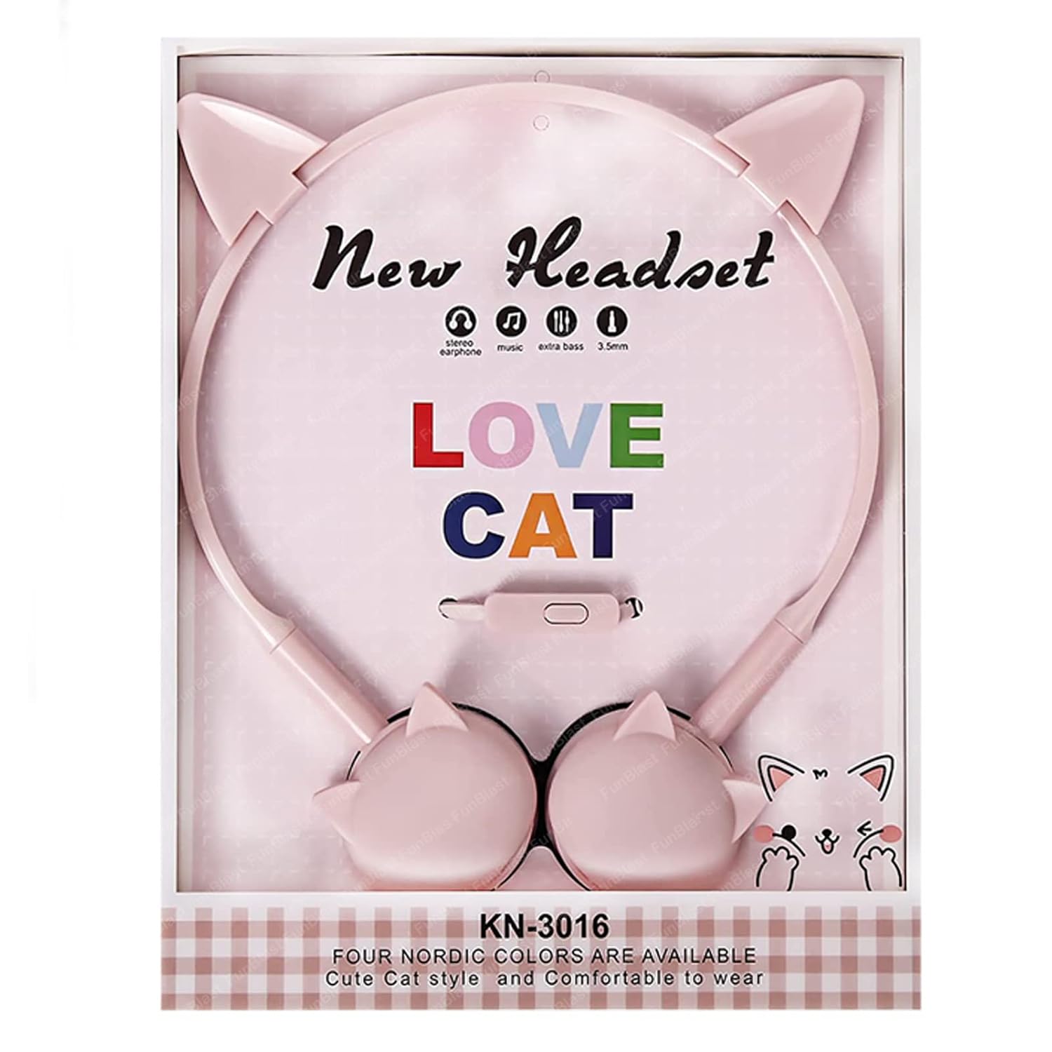 Earphone for Kids Cat Themed  - Cute Cat Wired Earphone, Headphones for Kids Girls Gifts Headphone for Smartphone,  Stylish Headphones for Kids - Multicolor